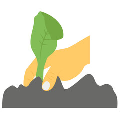 Sticker - Plant seeding flat icon design 