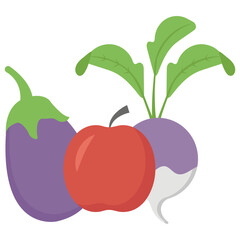 Poster - Fruits and vegetables flat vector icon 