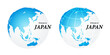 シンプルな青い地球のアイコン、ようこそ日本への英語文字。グローバルビジネスのデザインマーク、ベクターイラストアイコン素材