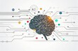 AI Brain Chip cognition. Artificial Intelligence neurological informatics mind icon tagging axon. Semiconductor gaas circuit board edge computing