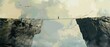 © Andrii - Man Walking Across Tight Rope Over Cliff