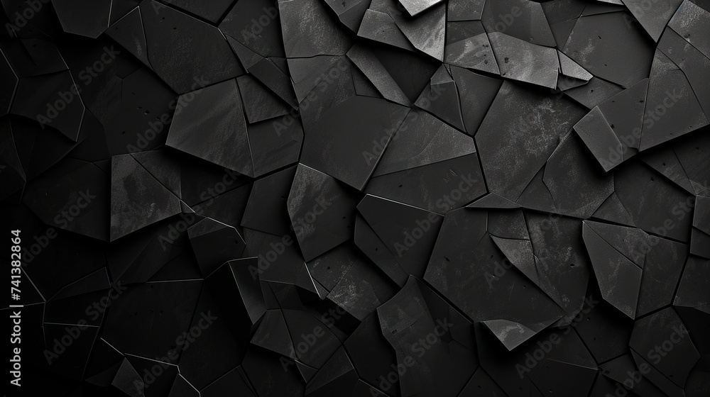 Showcasing a complex array of black geometric shapes, this image ...