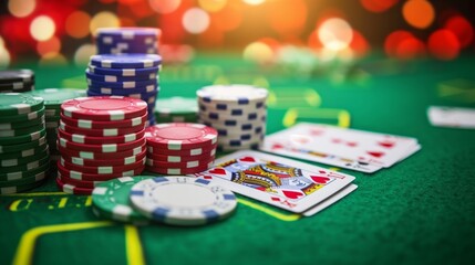 view of a gaming table with green mat