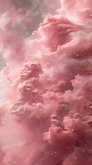 Wall Mural - realistic vast pink nebula space lots of stars background 