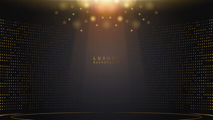 Wall Mural - Luxury award on black background with lighting effect and sparkle on top. Luxury premium podium award vector design