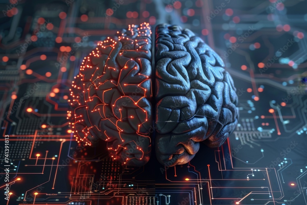 AI Brain Chip neon citrus splash. Artificial Intelligence ssd mind ...