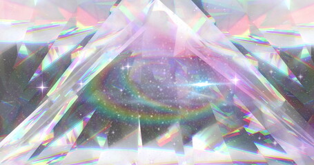 Wall Mural - Image of space and stars over crystal