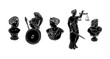 Black linocut sculptures of ancient Rome empire