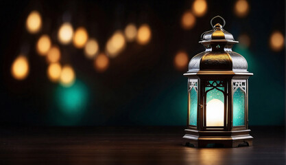 Wall Mural - Ramadan lantern isolated on colorful background. The concept of the holy month of Ramadan.
