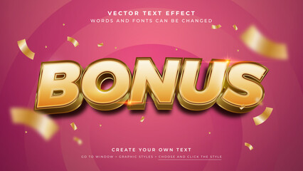 Wall Mural - vector editable 3d gold text effect. big sale bonus gold graphic style on peach background