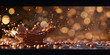 clops up of chocolate cream splashing  on table Festive golden glitter shiny background Holiday glowing backdrop Defocused With Blinking Stars Blurred Bokeh.