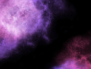 Wall Mural - galaxy illustration nebula pink purple on black background backdrop