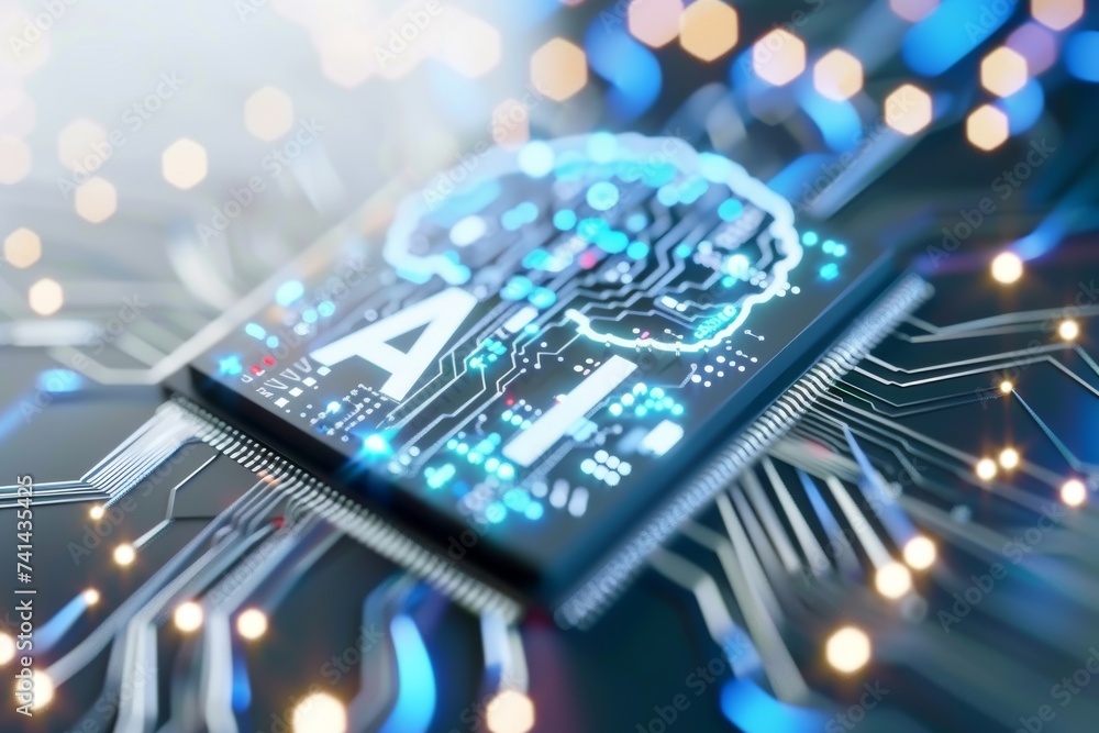 AI Brain Chip rate coding. Artificial Intelligence violet laser mind ai ...