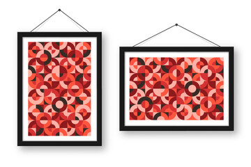 Wall Mural - picture frame with geometric trendy pattern. modern background, simple elements. retro texture, basi
