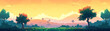 Warm Pixel Art Countryside at Sunset