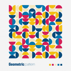 Wall Mural - geometric trendy pattern. modern colorful background with simple elements. retro texture with basic 