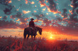 © David - Cowboy riding horse in sunset