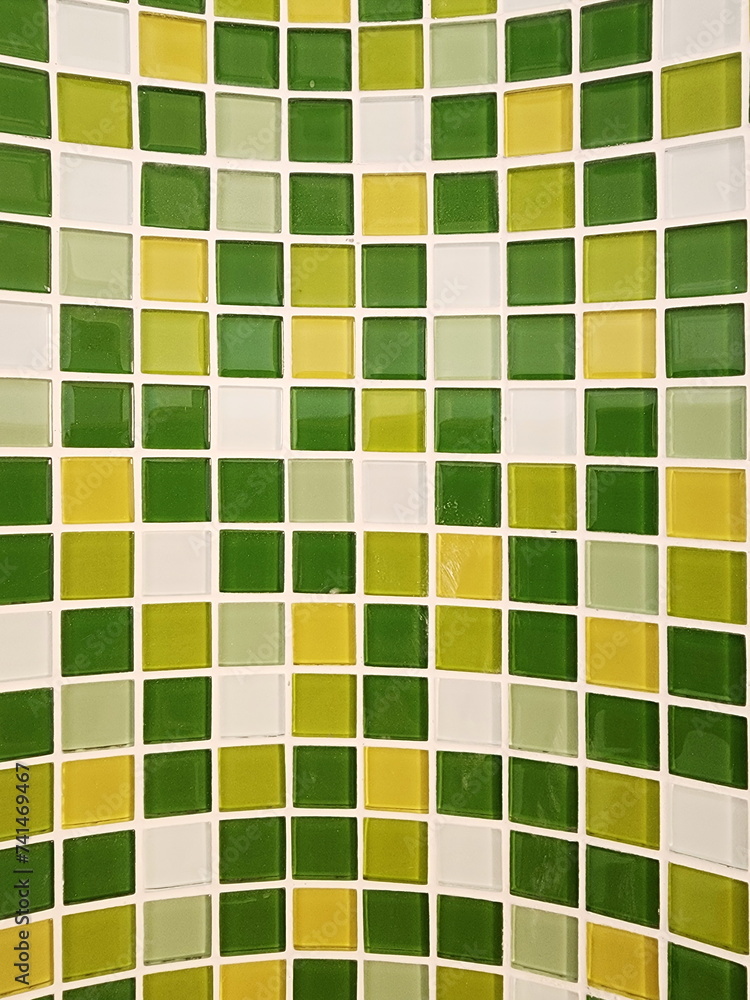 Image result for Ceramic mosaic tiles are installed on curved cement walls in bathrooms ...