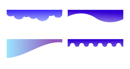 Wall Mural - Set of gradient separators shapes for website. Curve Lines, circles, wave dividers for Top or Bottom Page. Frame of header
