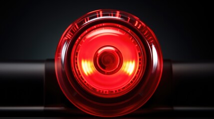 Poster - A detailed shot of a red light in a dark setting. Suitable for various graphic designs