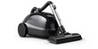 A black and silver vacuum cleaner on a white surface. Suitable for household cleaning concepts