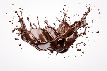 Poster - Chocolate splatter on clean white background. Great for food and dessert concepts