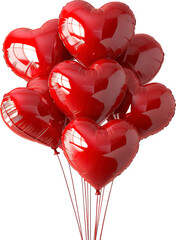 Wall Mural - Bunch of heart shaped balloons isolated on transparent background. PNG