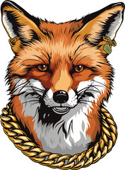 Wall Mural - Portrait of fox isolated on transparent background. PNG