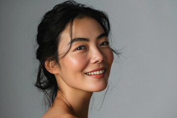 Wall Mural - beautiful confident asian woman of middle age posing for portrait. pretty mature adult lady model fr