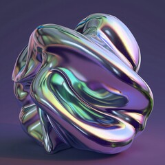 Poster - Abstract holographic liquid 3d shape