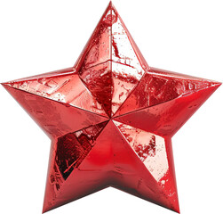 Wall Mural - Red star on transparent background. PNG