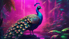 Peacock In The Jungle Wallpaper