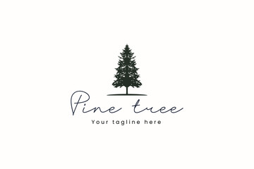 Sticker - pine tree logo vector icon illustration