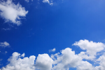 Wall Mural - Blue sky background with white clouds. Nature summer background.