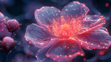 A Ethereal Flower Merging Neon Cells, Organism, Hyperdetailed
