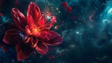 Fototapeta Kwiaty - Beautiful red flower in space