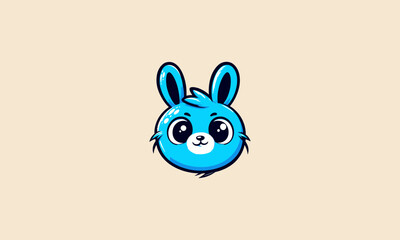 Wall Mural - head rabbit blue cute vector illustration mascot flat design