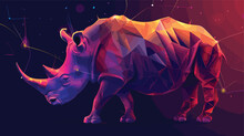 Vector Rhinoceros Illustration. Polygon Shape Line