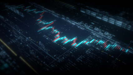 Fototapete - Business presentations with this stock market trading info graphic. Vibrant animated graphs and charts on a monitor display screen provide insightful data analysis, for productive business meetings