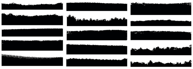 Big bundle of paint brush set collection. Grunge badge brush, ink brush strokes, Ink splatter, brushes, lines, Boxes, rectangle, grungy. Hand-drawn Ink graffiti square frame. artistic black paintbrush