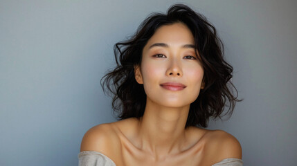 Wall Mural - beautiful confident asian woman of middle age posing for portrait. pretty mature adult lady model fr