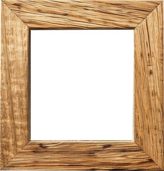 Wall Mural - Square wooden picture frame isolated on transparent background