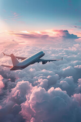 A plane flying above the clouds