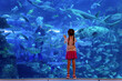 © moofushi - A little girl stands in front of a big aquarium and gazes at the fish