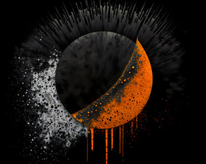 Abstract dynamic background texture. black and orange science fiction style. Concept of Change, creativity and knowledge.