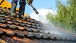Roof cleaning with high pressure water
