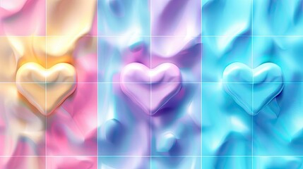 Wall Mural - 3d hearts background. rainbow. Generative AI