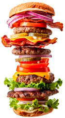 Wall Mural - Stack of Hamburgers With Bacon, Lettuce and Tomato