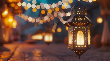 Wall Mural - Lanterns on the street. Ramadan Kareem background.