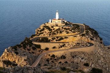 Sticker - view of the Cap de Formentor lighthouse on Mallorca in warm evening light